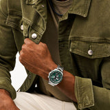 Fossil Autocross Green Dial Silver Steel Strap Watch for Men - BQ2878