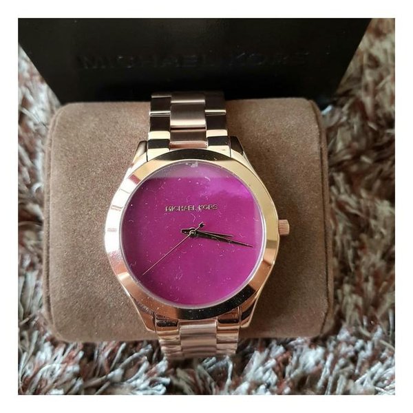 Michael Kors Runway Pink Dial Rose Gold Steel Strap Watch for Women - MK3550