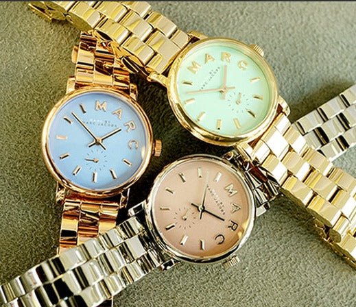 Marc Jacobs Baker Mint Green Dial Gold Steel Strap Watch for Women - MBM3284