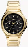 Fossil Evanston Black Dial Gold Steel Strap Watch for Men - BQ2611
