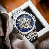 Fossil Evanston Blue Dial Silver Steel Strap Watch for men - BQ2620