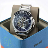 Fossil Evanston Blue Dial Silver Steel Strap Watch for men - BQ2620