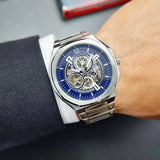 Fossil Evanston Blue Dial Silver Steel Strap Watch for men - BQ2620
