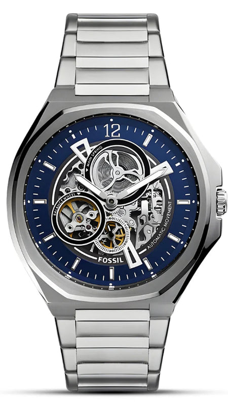 Fossil Evanston Blue Dial Silver Steel Strap Watch for men - BQ2620