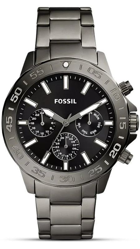 Fossil Bannon Black Dial Gray Steel Strap Watch for Men - BQ2705