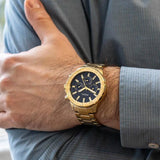 Fossil Bannon Blue Dial Gold Steel Strap Watch for Men - BQ2706