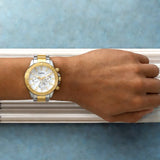 Fossil Bannon White Dial Two Tone Steel Strap Watch for Men - BQ2707