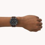 Fossil Bannon Black Dial Brown Leather Strap Watch for Men - BQ2709