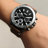 Fossil Bannon Black Dial Brown Leather Strap Watch for Men - BQ2709