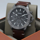 Fossil Bannon Black Dial Brown Leather Strap Watch for Men - BQ2709
