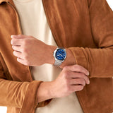 Fossil Bannon Blue Dial Silver Steel Strap Watch for Men - BQ2751