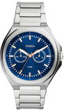 Fossil Bannon Blue Dial Silver Steel Strap Watch for Men - BQ2751