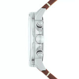 Fossil Bannon Red Dial Brown Leather Strap Watch for Men - BQ2806