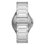 Fossil Evanston Red Dial Silver Steel Strap Watch for Men - BQ2807