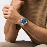 Fossil Autocross Blue Dial Silver Steel Strap Watch for Men - BQ2869