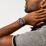 Fossil Autocross Two Black Dial Black Leather Strap Watch for Men - BQ2888