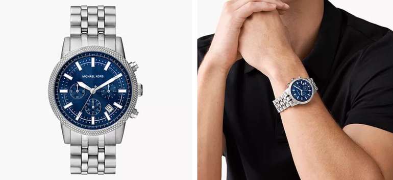 Michael Kors Hutton Chronograph Blue Dial Blue Steel Strap Watch For Men - MK8952