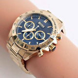 Hugo Boss Ikon Blue Dial Gold Steel Strap Watch for Men - 1513340