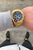 Hugo Boss Ikon Blue Dial Gold Steel Strap Watch for Men - 1513340