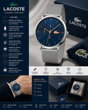 Lacoste Moon Blue Dial Silver Steel Strap Watch for Men - 2011024