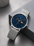 Lacoste Moon Blue Dial Silver Steel Strap Watch for Men - 2011024