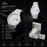Lacoste 12.12 White Dial White Silicon Strap Watch for Unisex - 2010984