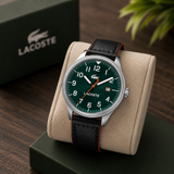 Lacoste Continental Green Dial 2 Tone Leather Strap Watch for Men - 2011019
