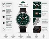 Lacoste Continental Green Dial 2 Tone Leather Strap Watch for Men - 2011019
