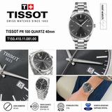 Tissot PR 100 Black Dial Silver Steel Strap Watch for Men - T150.410.11.081.00