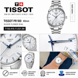 Tissot PR 100 Silver Dial Silver Steel Strap Watch for Men - T150.410.11.031.00