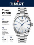 Tissot PR 100 Silver Dial Silver Steel Strap Watch for Men - T150.410.11.031.00