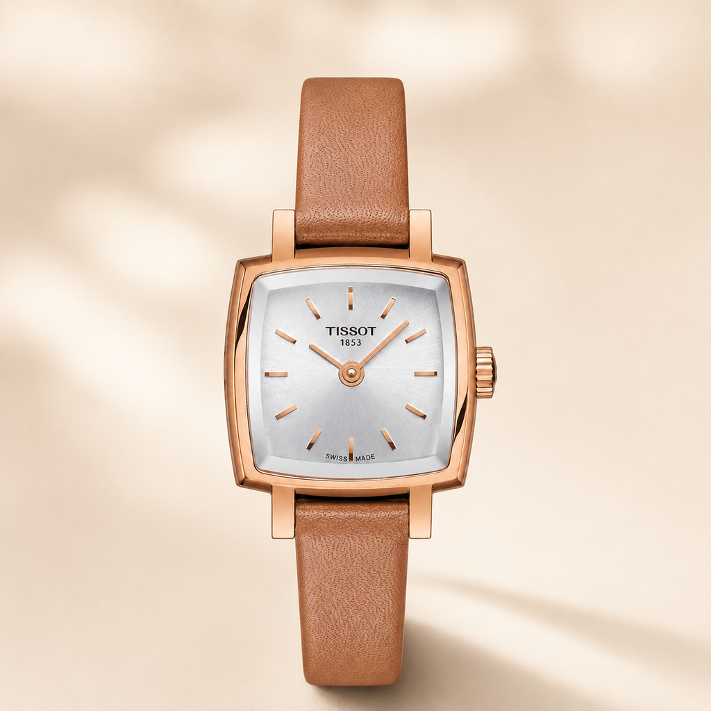 Tissot T-Lady Silver Dial Brown Leather Strap Watch for Women - T058.109.36.031.02