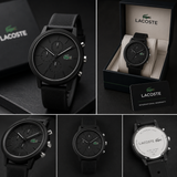Lacoste 12.12 Black Dial Black Silicon Strap Watch for Men - 2011243