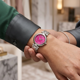 Michael Kors Laney Pink Dial Silver Steel Strap Watch for Women - MKO1127