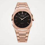 D1 Milano Ultra Thin Black Dial Gold Steel Strap Watch for Men - D1-UTBJ42