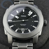 Fossil Machine Black Dial Gray Steel Strap Watch for Men - FS5970