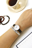 Daniel Wellington Classic Petite Sheffield White Dial Black Leather Strap Watch For Women - DW00100242