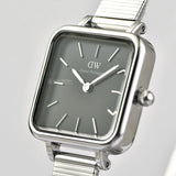 Daniel Wellington Quadro Studio Black Dial Silver Mesh Strap Watch For Women - DW00100522