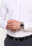 Emporio Armani Zeta Black Dial Silver Steel Strap Watch for Men - AR1977