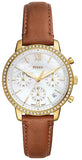 Fossil Neutra White Dial Brown  Leather Strap Watch for Women- ES5278