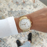 Fossil Neutra Two Tone Dial Gold Steel Strap Watch for Women - ES5358
