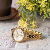 Fossil Neutra Two Tone Dial Gold Steel Strap Watch for Women - ES5358