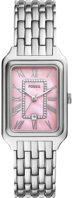 Fossil Raquel Pink Dial Silver Steel Strap Watch for Women - ES5401