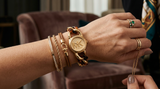 Michael Kors Petite Lock Gold Dial Two Tone Metal Chain Strap Watch for Women  - MKO1149