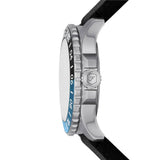 Fossil GMT Blue Dial Black Silicon Strap Watch for Men - FS6049