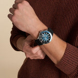 Fossil GMT Blue Dial Black Silicon Strap Watch for Men - FS6049