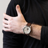 Fossil Townsman Beige Dial Brown Leather Strap Watch for Men - ME3266