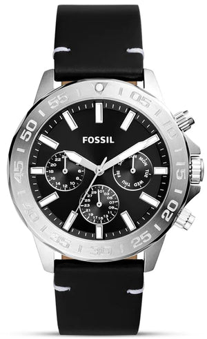 Fossil Bannon Black Dial Black Leather Strap Watch for Men - BQ2708