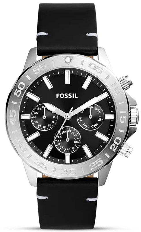 Fossil Bannon Black Dial Black Leather Strap Watch for Men - BQ2708