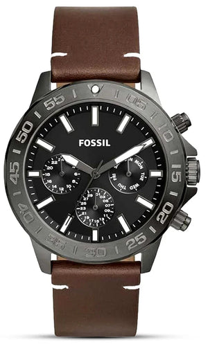 Fossil Bannon Black Dial Brown Leather Strap Watch for Men - BQ2709